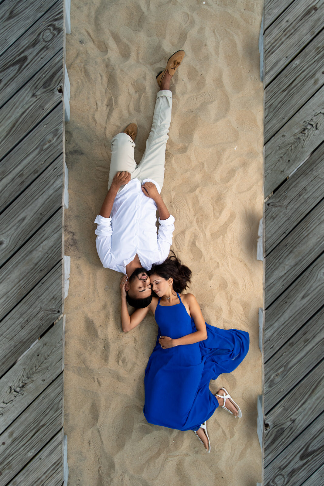 Indian engagement shoot photo on the beach in new jersey