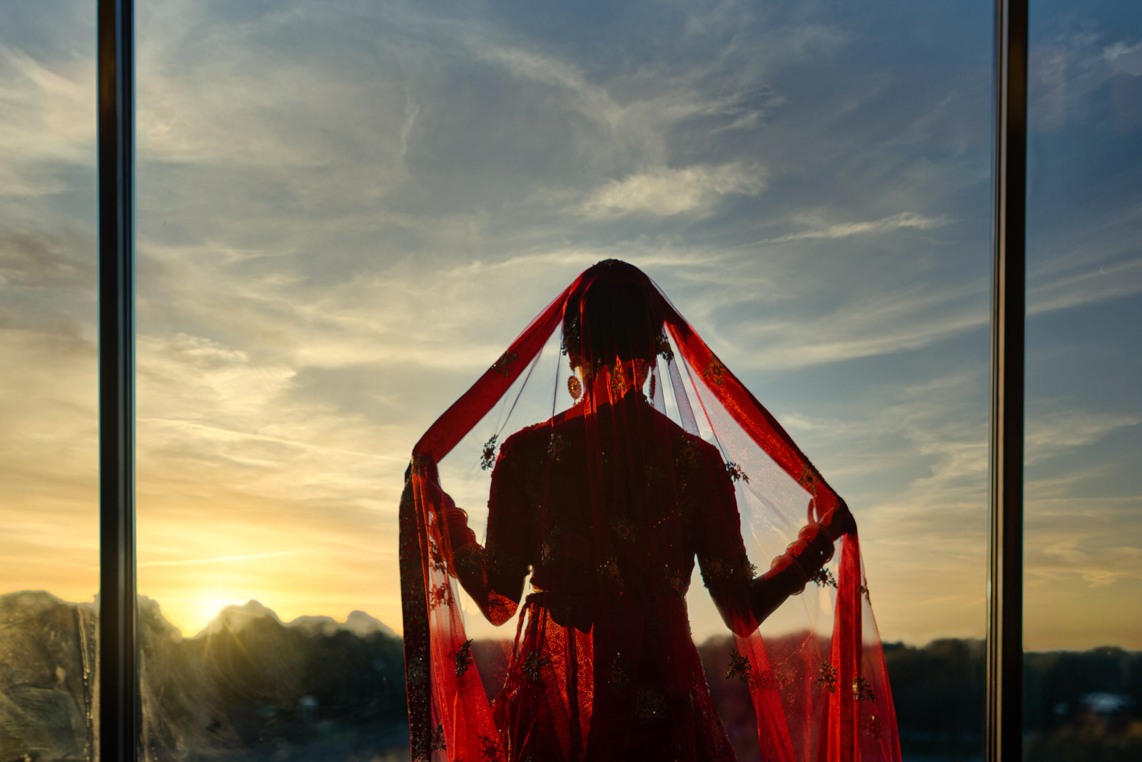 Indian Bride at sunrise at the Addison Park in New Jersey